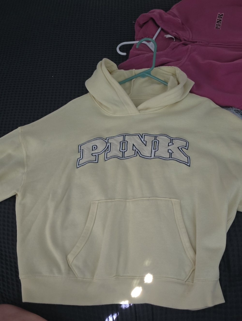 PINK Victoria's Secret Pale Yellow Logo Hoodie